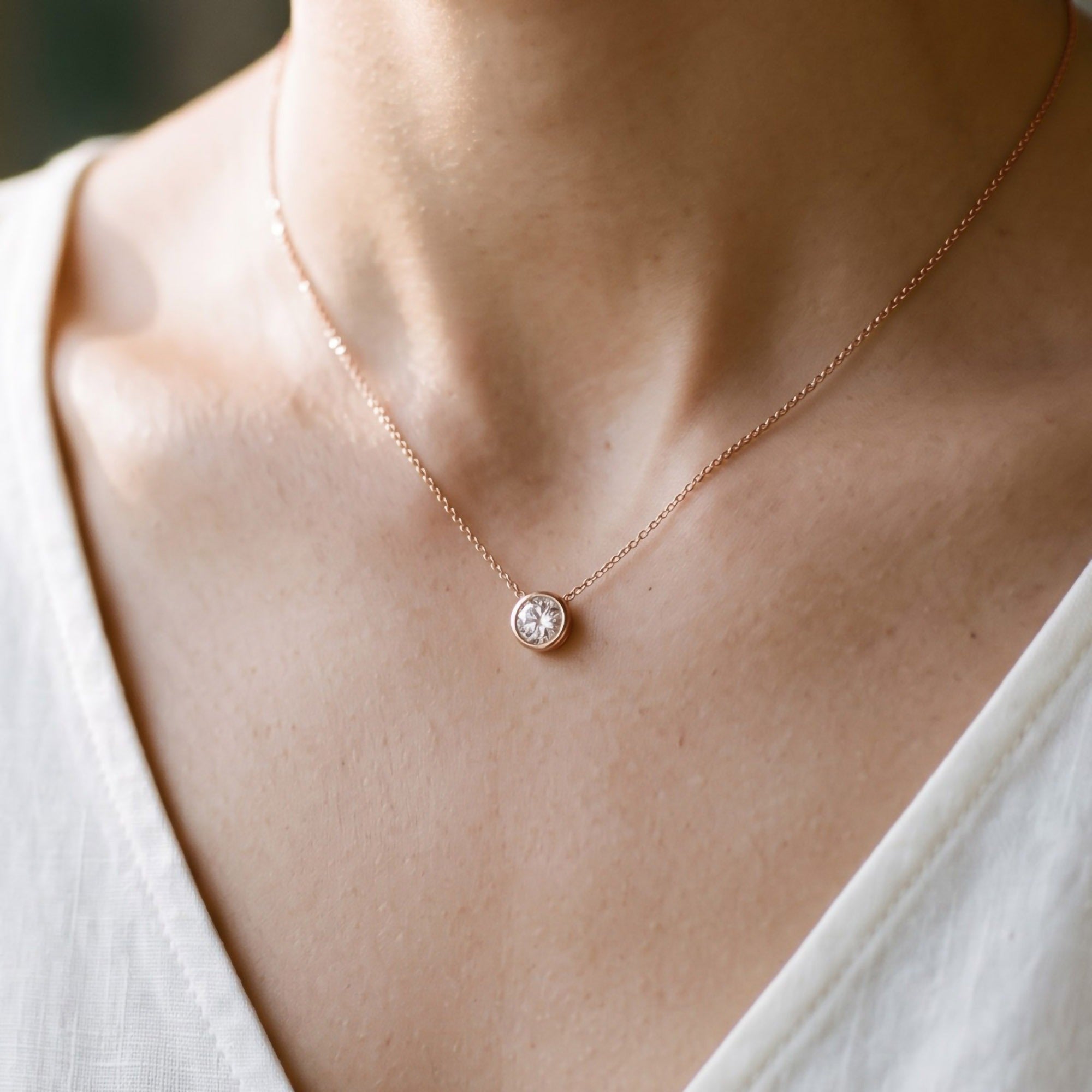 Round-Cut Solitaire Pendant Necklace | Lab-Grown Diamond