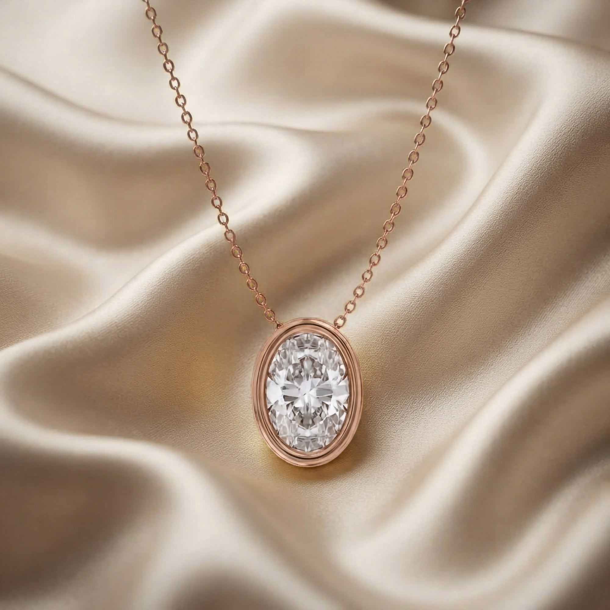 Oval-Cut Solitaire Pendant Necklace | Lab-Grown Diamond