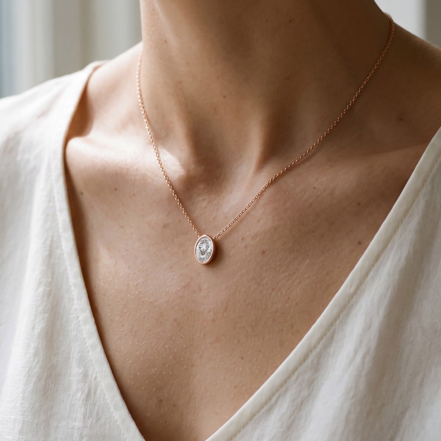 Oval-Cut Solitaire Pendant Necklace | Lab-Grown Diamond