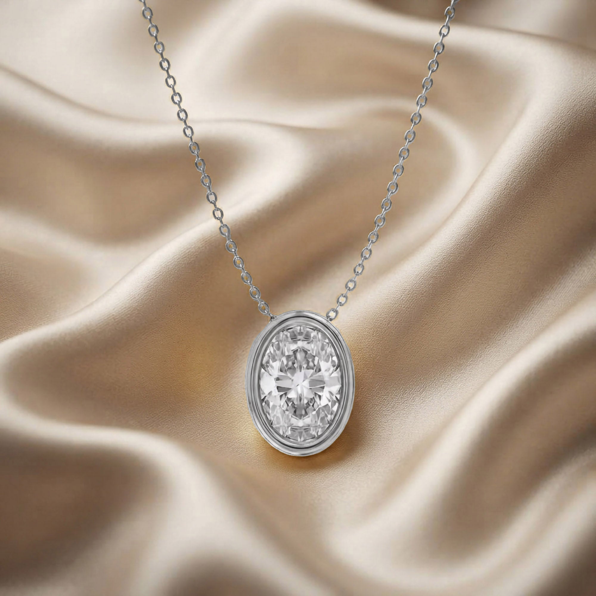 Oval-Cut Solitaire Pendant Necklace | Lab-Grown Diamond