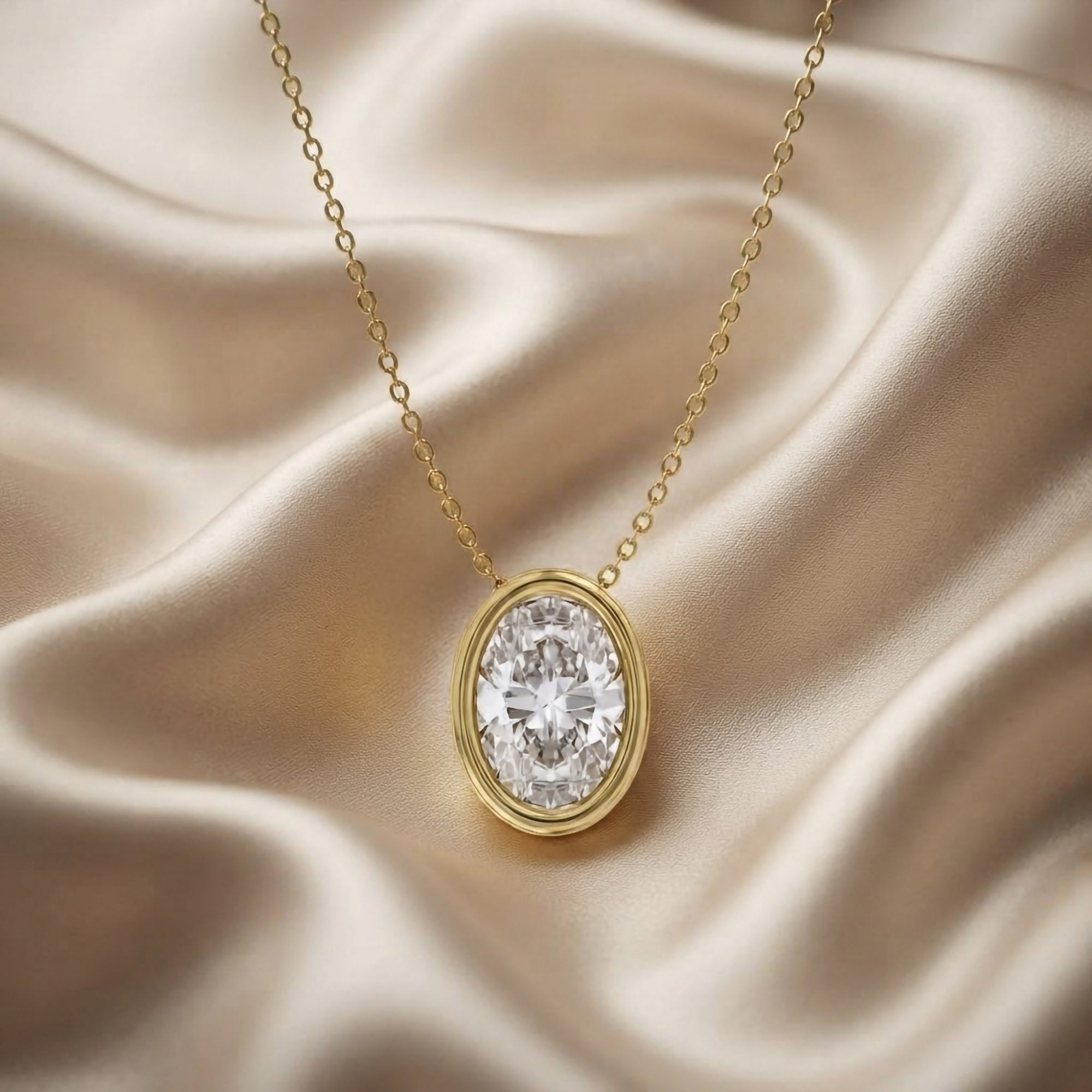 Oval-Cut Solitaire Pendant Necklace | Lab-Grown Diamond