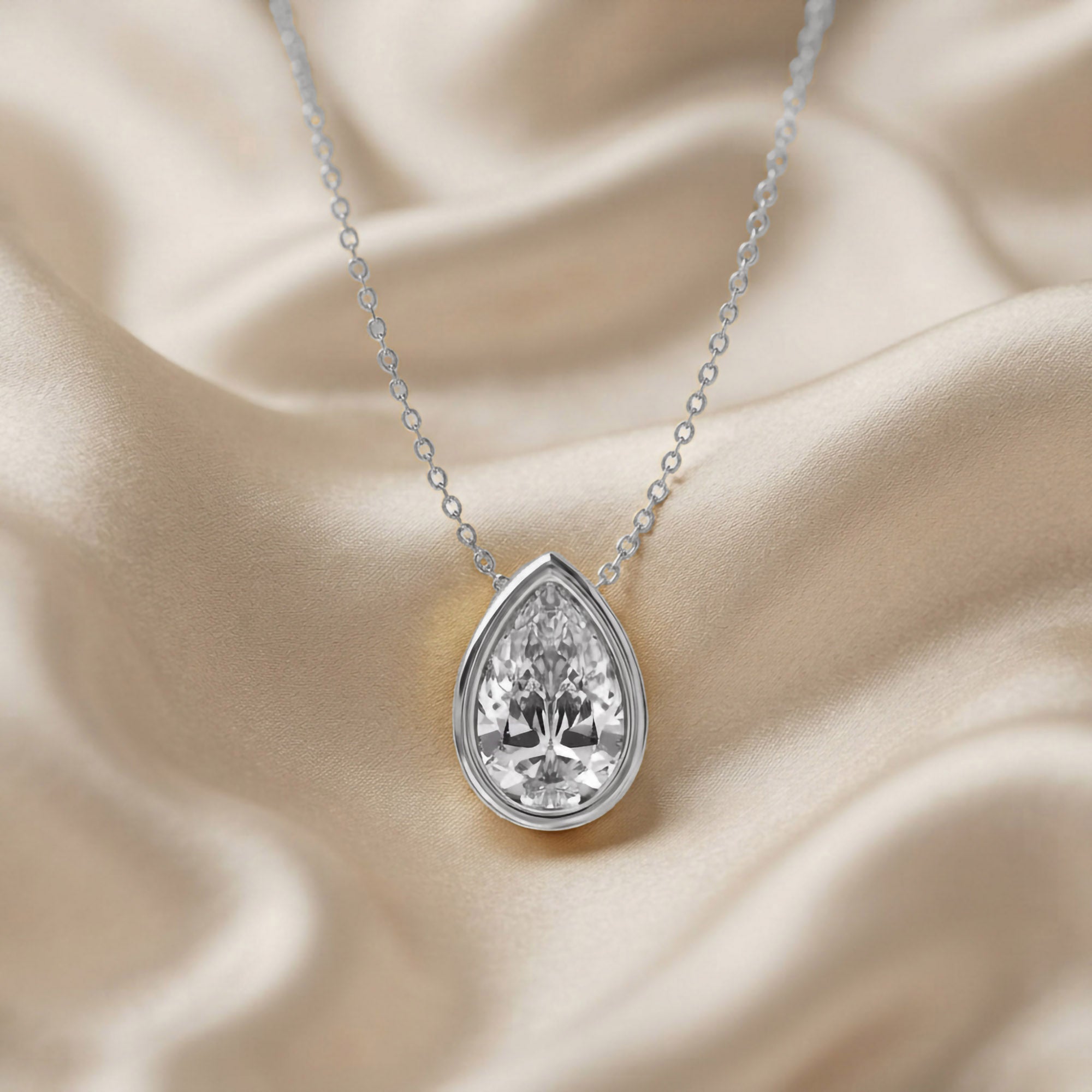 Pear-Cut Solitaire Pendant Necklace | Lab-Grown Diamond
