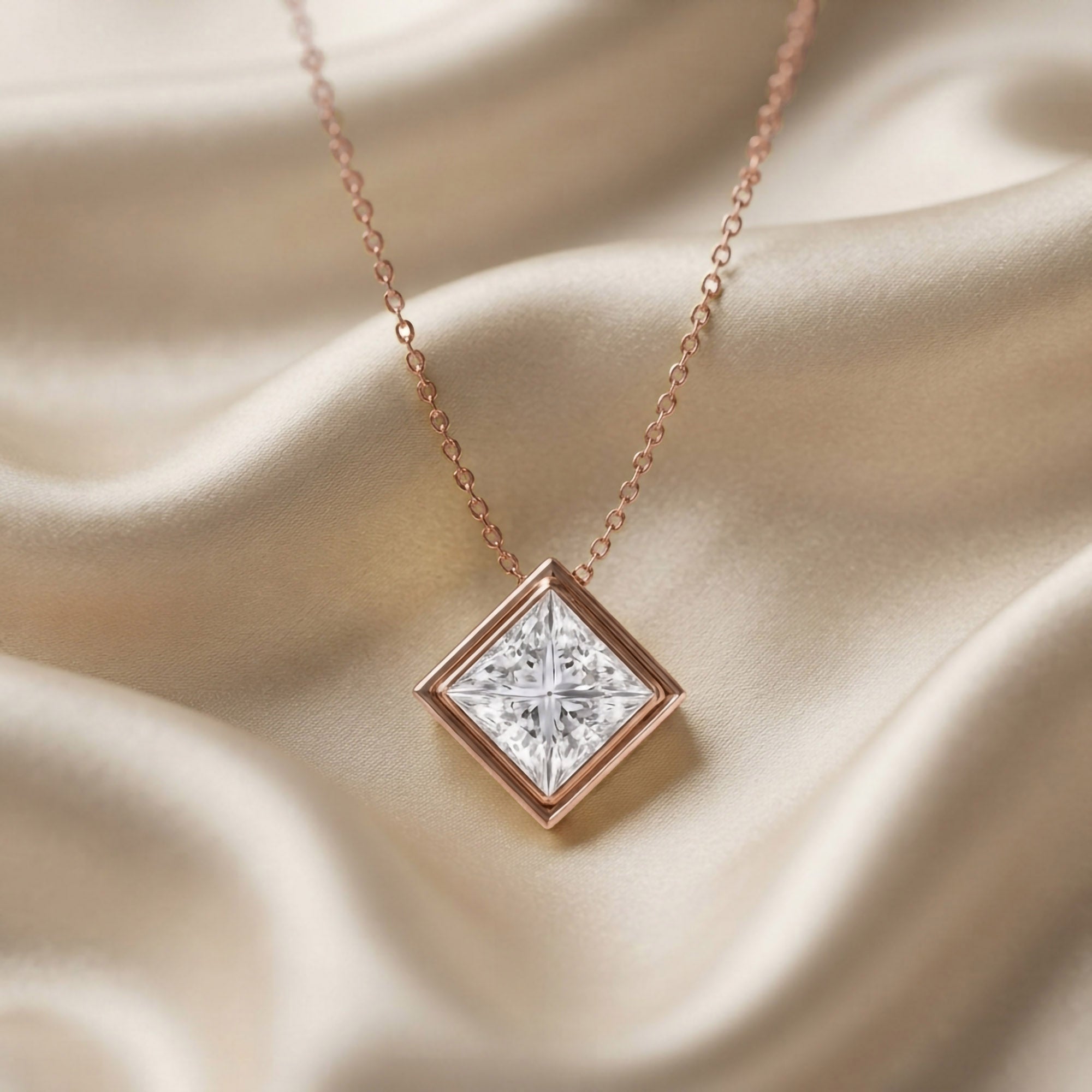 Princess-Cut Solitaire Pendant Necklace | Lab-Grown Diamond