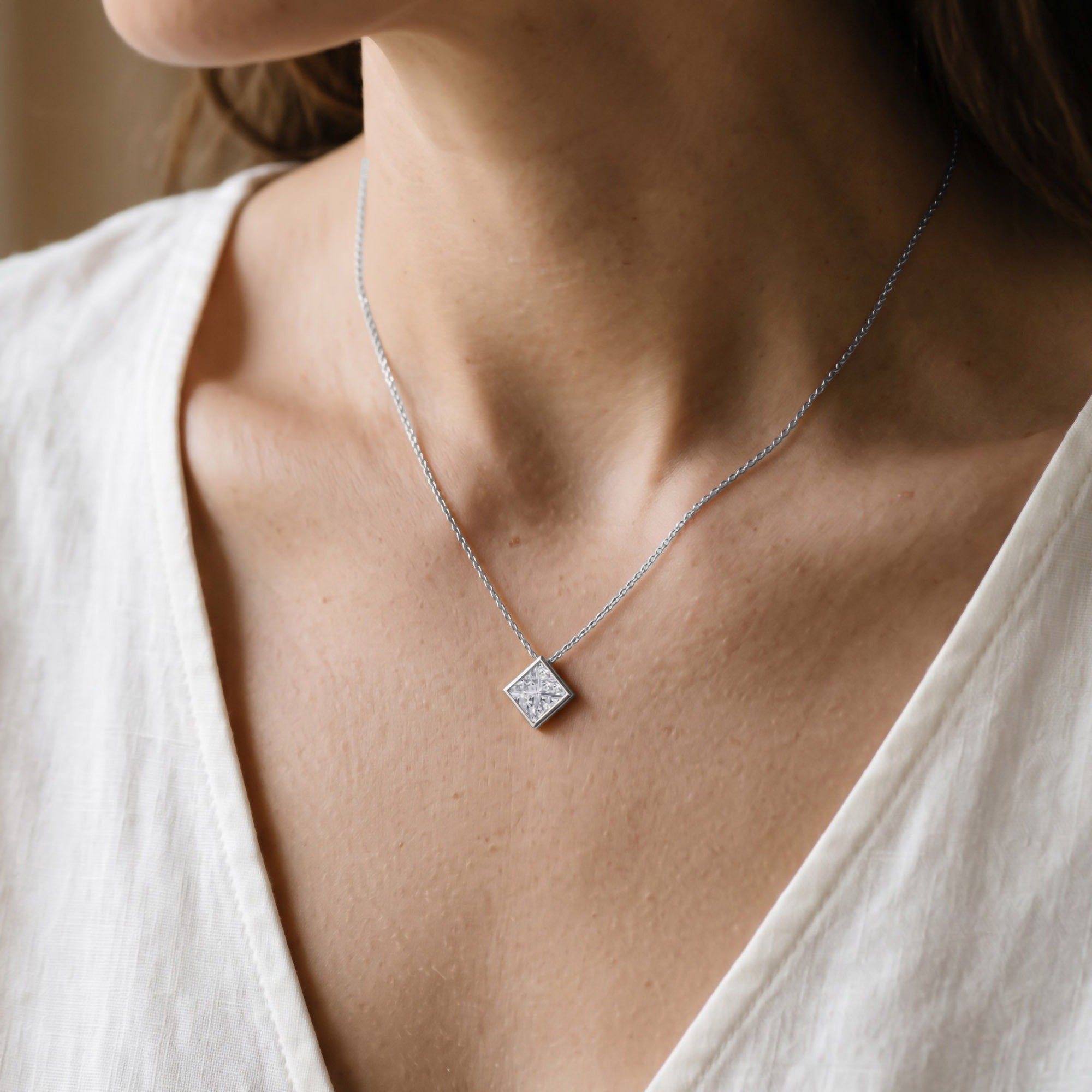 Princess-Cut Solitaire Pendant Necklace | Lab-Grown Diamond