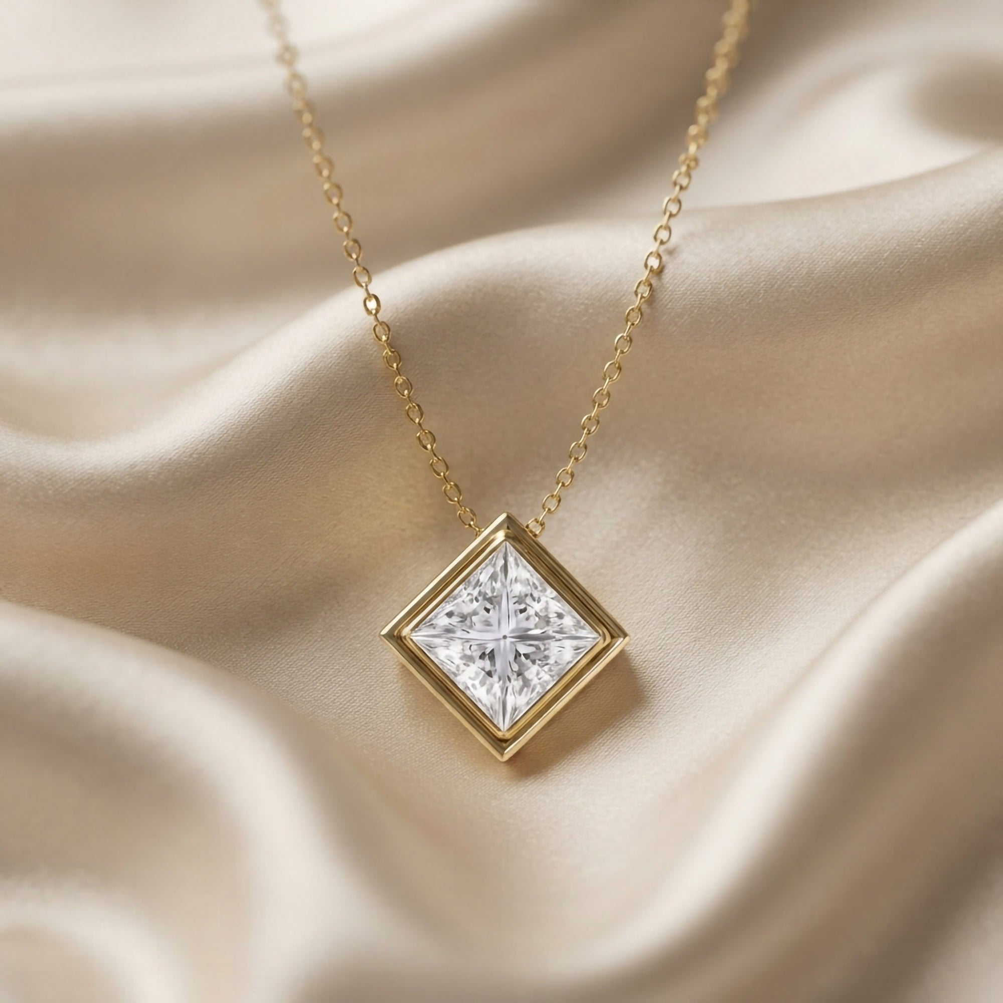 Princess-Cut Solitaire Pendant Necklace | Lab-Grown Diamond
