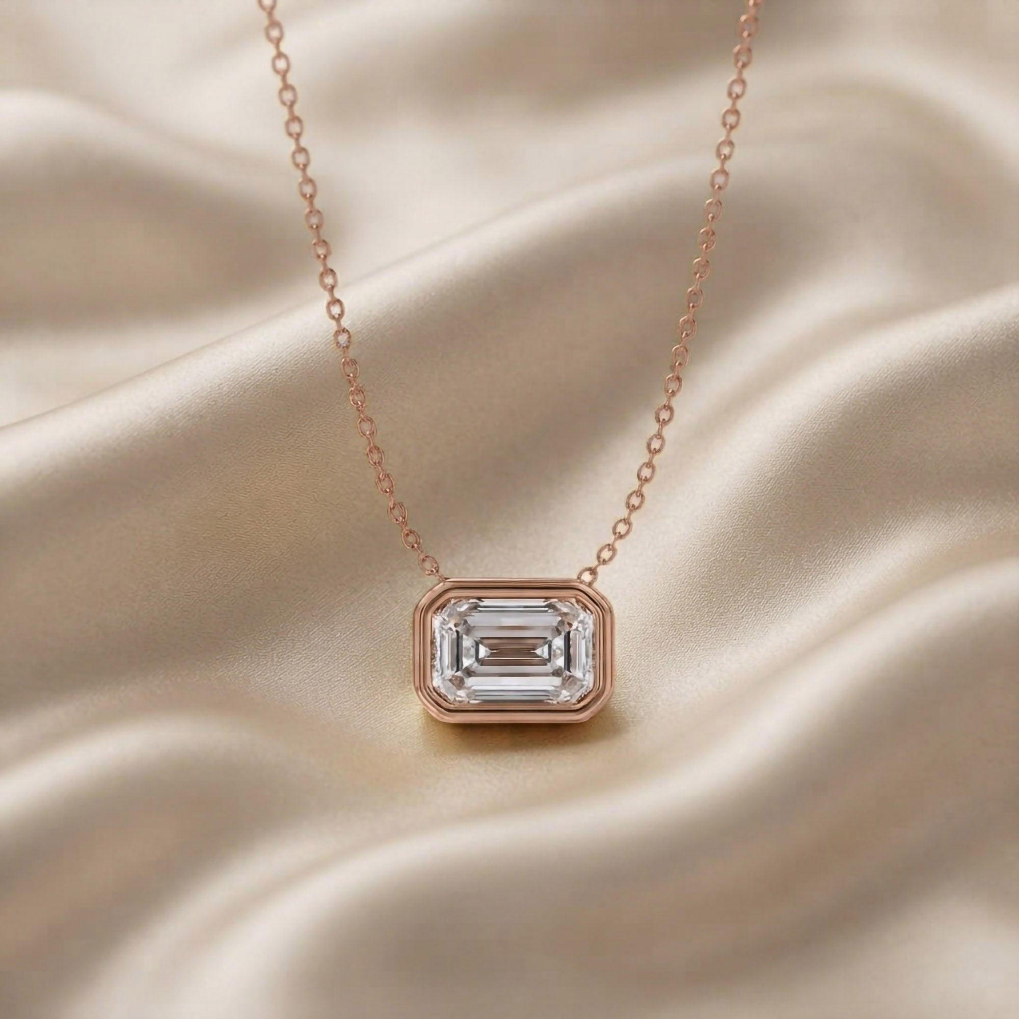 Emerald-Cut Solitaire Pendant Necklace | Lab-Grown Diamond