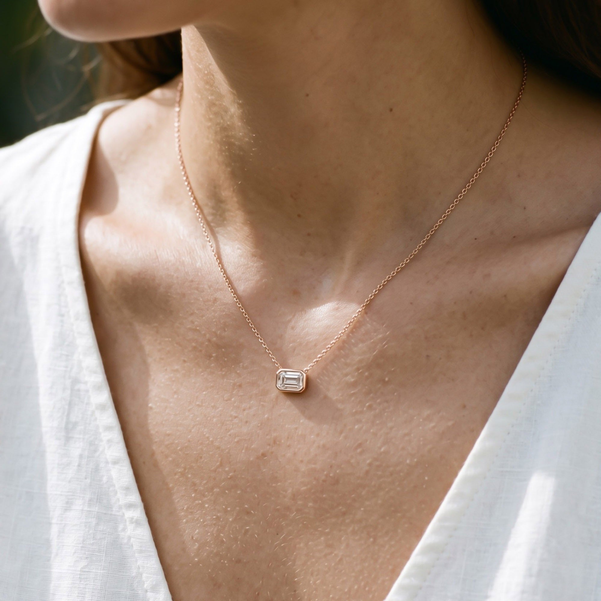 Emerald-Cut Solitaire Pendant Necklace | Lab-Grown Diamond