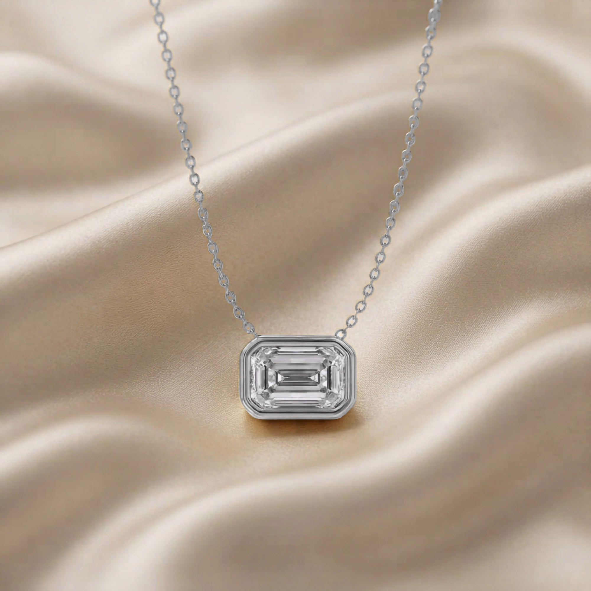 Emerald-Cut Solitaire Pendant Necklace | Lab-Grown Diamond