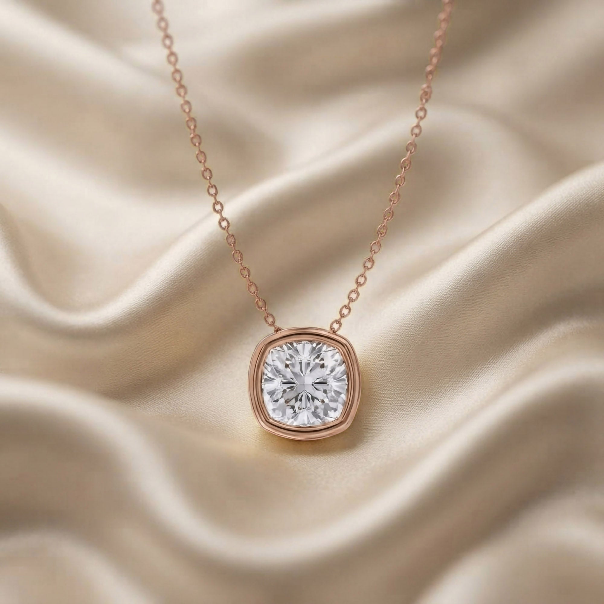 Cushion-Cut Solitaire Pendant Necklace | Lab-Grown Diamond