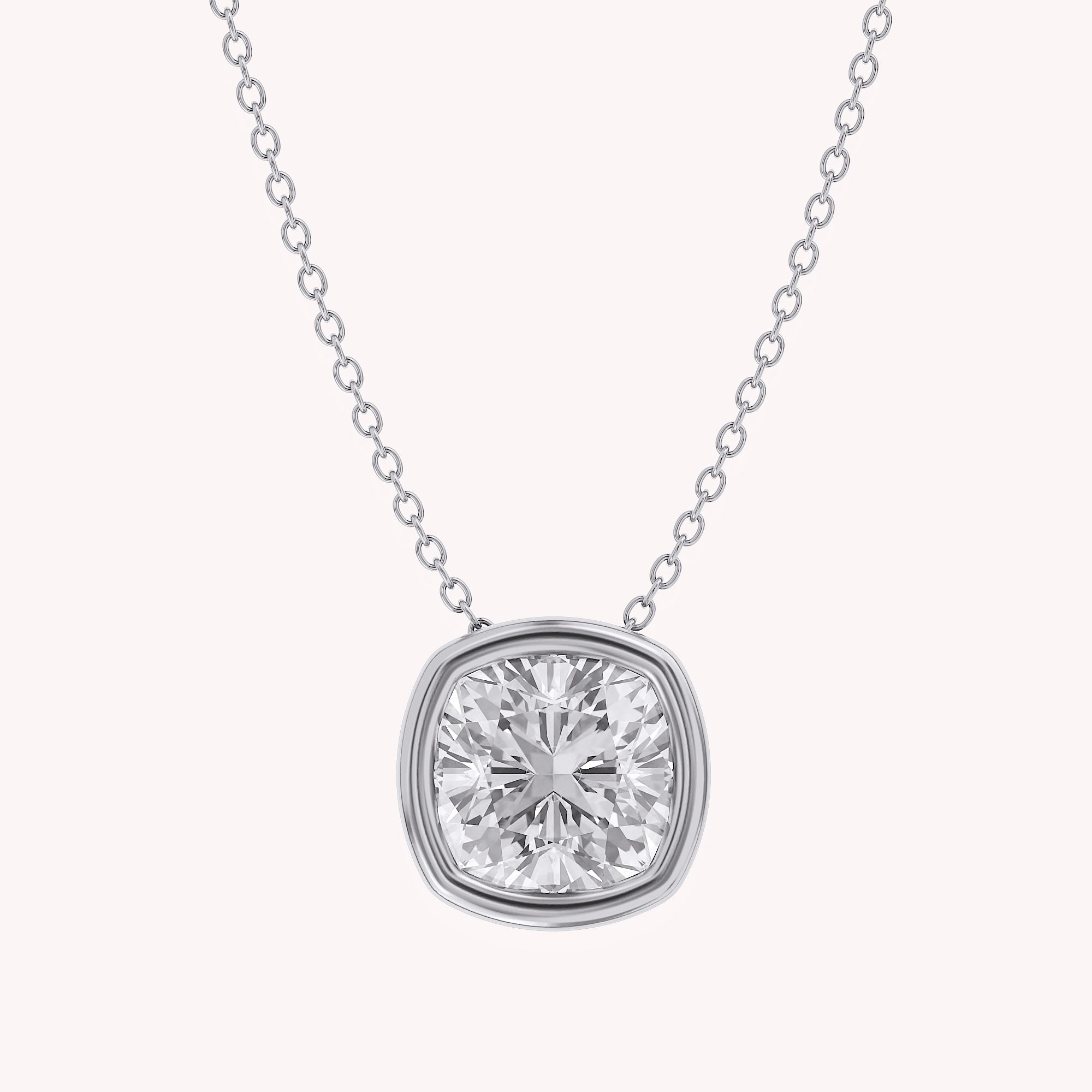 Cushion-Cut Solitaire Pendant Necklace | Lab-Grown Diamond