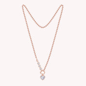 Heart Lab Created Moissanite and Round Lab Grown Diamond Solitaire Pendant Necklace