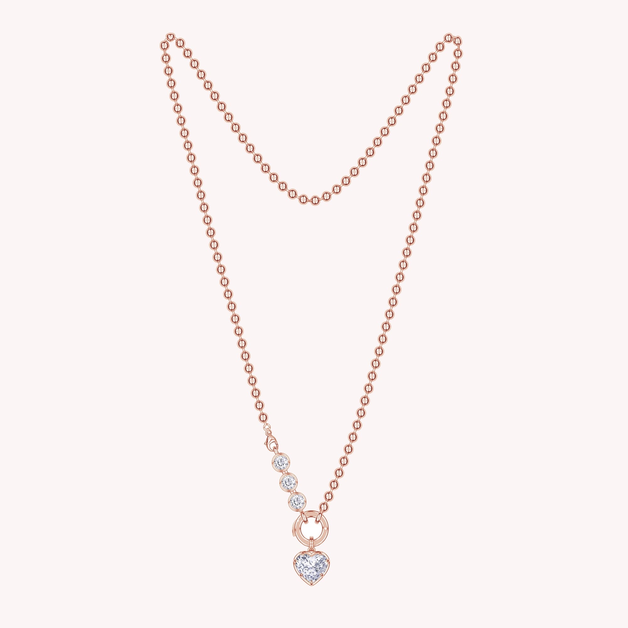 Heart Lab Created Moissanite and Round Lab Grown Diamond Solitaire Pendant Necklace