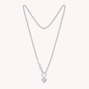 Heart Lab Created Moissanite and Round Lab Grown Diamond Solitaire Pendant Necklace