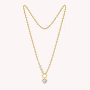 Heart Lab Created Moissanite and Round Lab Grown Diamond Solitaire Pendant Necklace