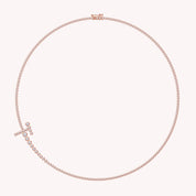 Tennis Bezel Set Initial Letter White Cubic Zirconia Necklace