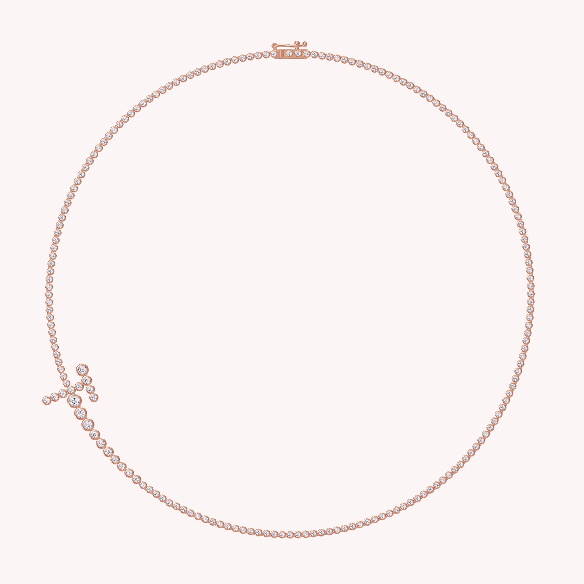 Tennis Bezel Set Initial Letter White Cubic Zirconia Necklace