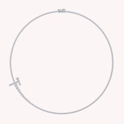 Tennis Bezel Set Initial Letter White Cubic Zirconia Necklace