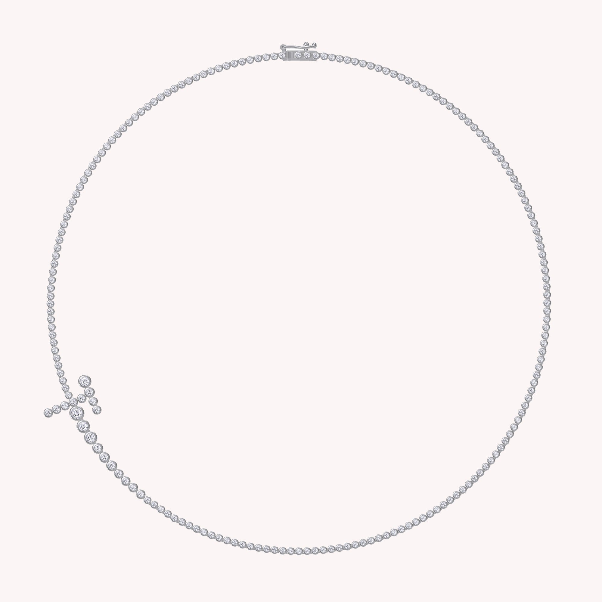 Tennis Bezel Set Initial Letter White Cubic Zirconia Necklace