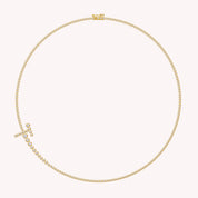 Tennis Bezel Set Initial Letter White Cubic Zirconia Necklace