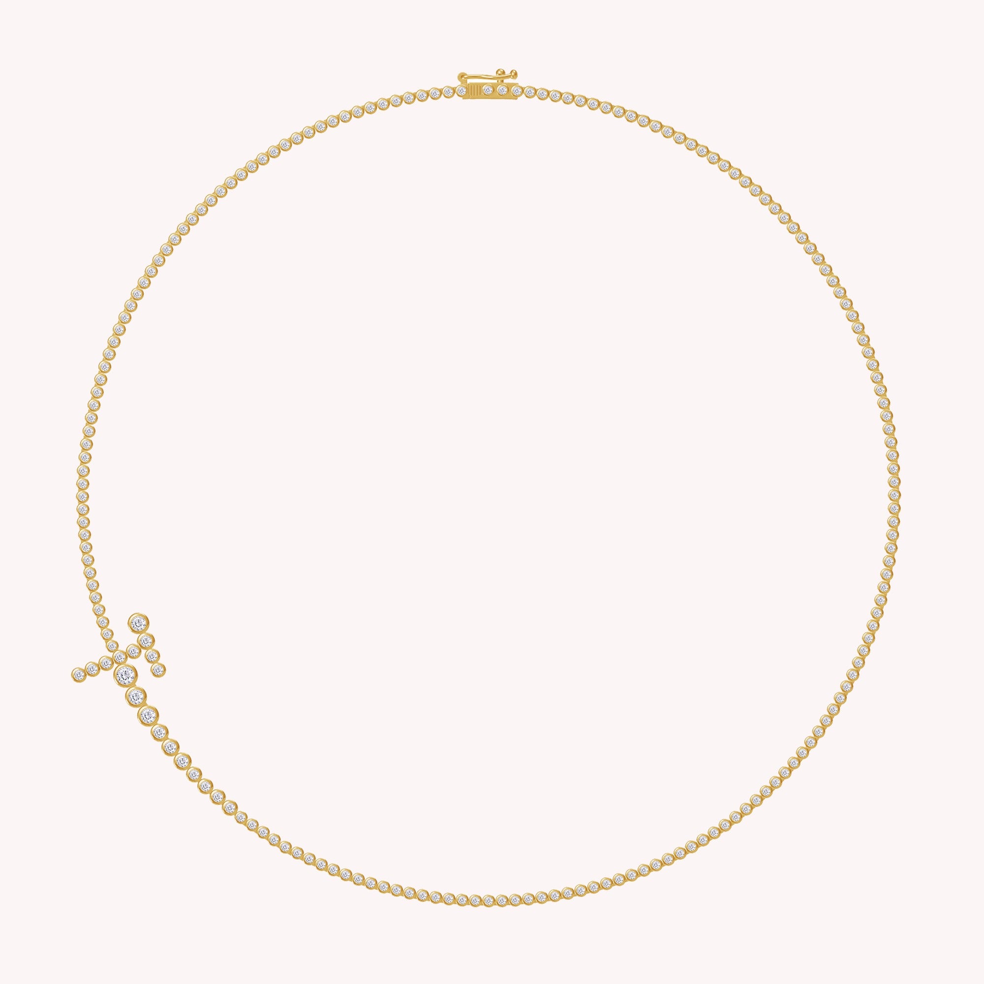 Tennis Bezel Set Initial Letter White Cubic Zirconia Necklace