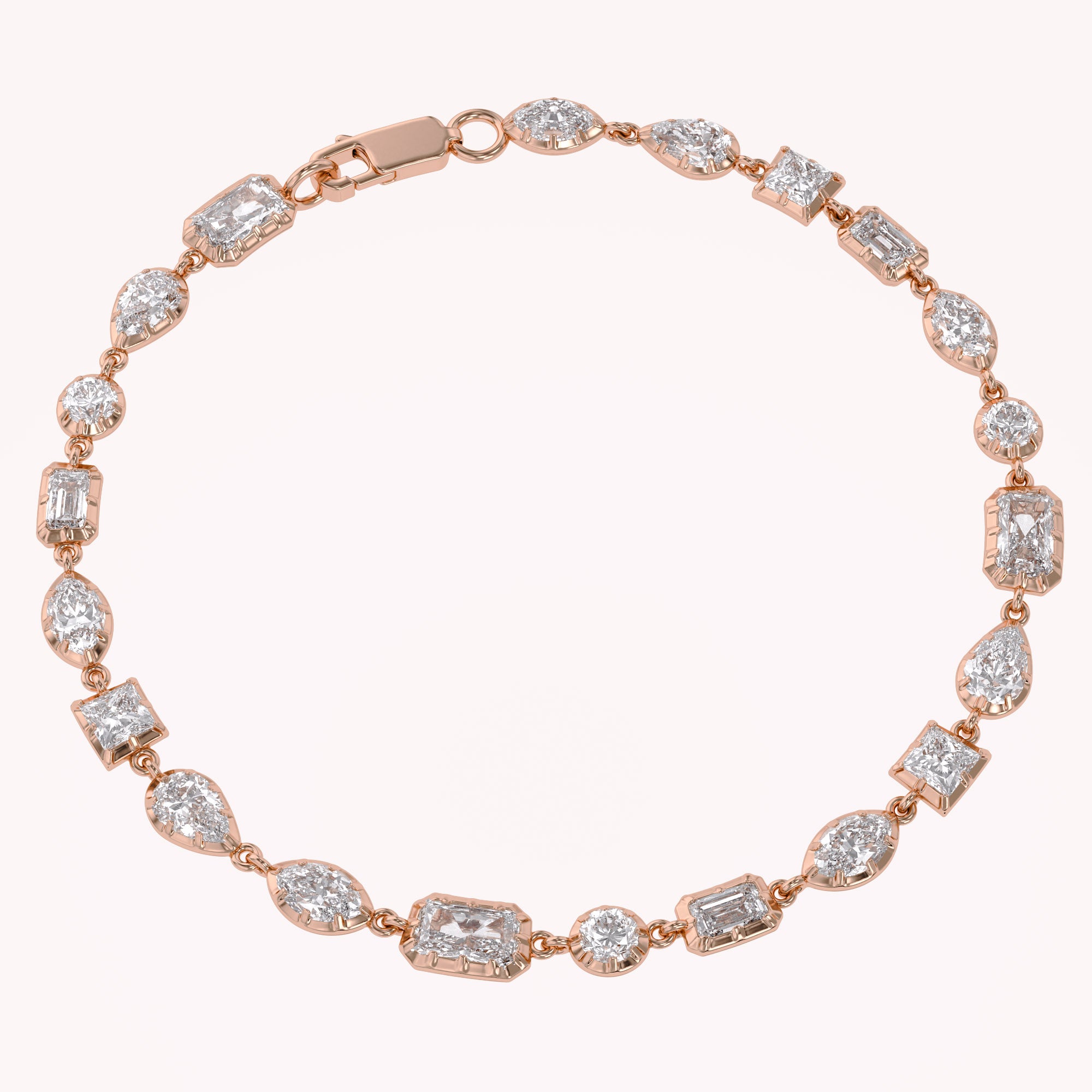 4.40 CTTW Lab Grown Diamond Mixed Cut Alternating Tennis Bracelet 7 Inch