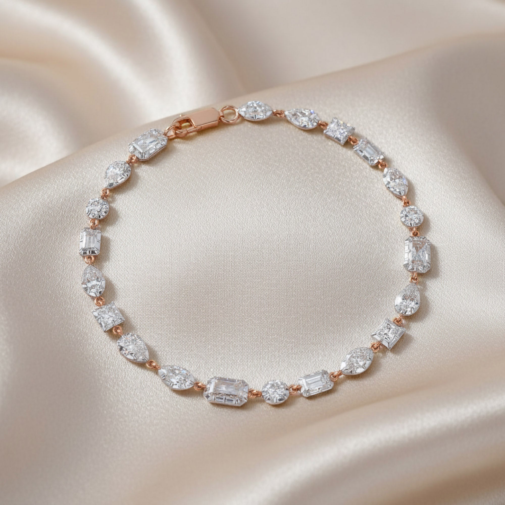 4.40 CTTW Lab Grown Diamond Mixed Cut Alternating Tennis Bracelet 7 Inch