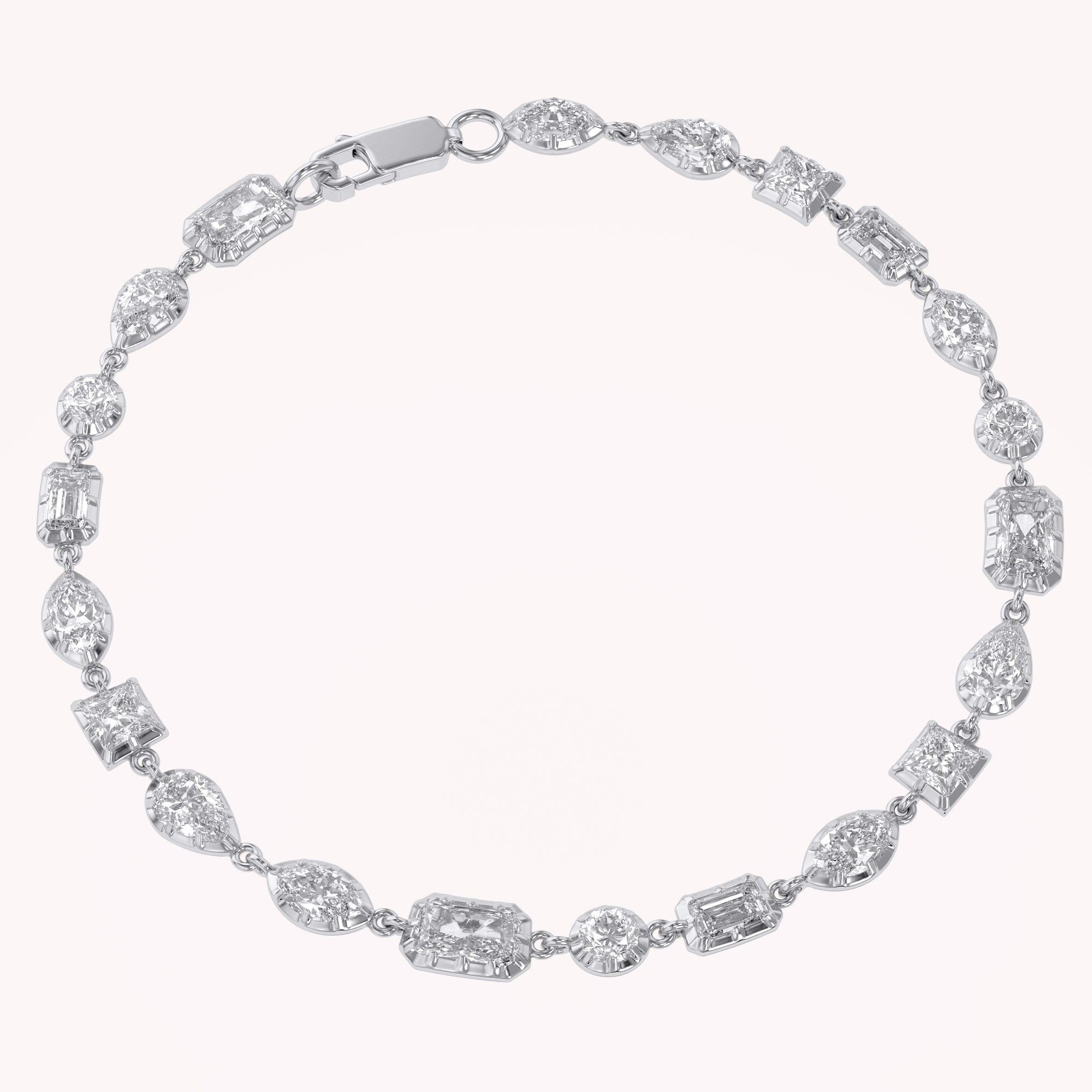 4.40 CTTW Lab Grown Diamond Mixed Cut Alternating Tennis Bracelet 7 Inch