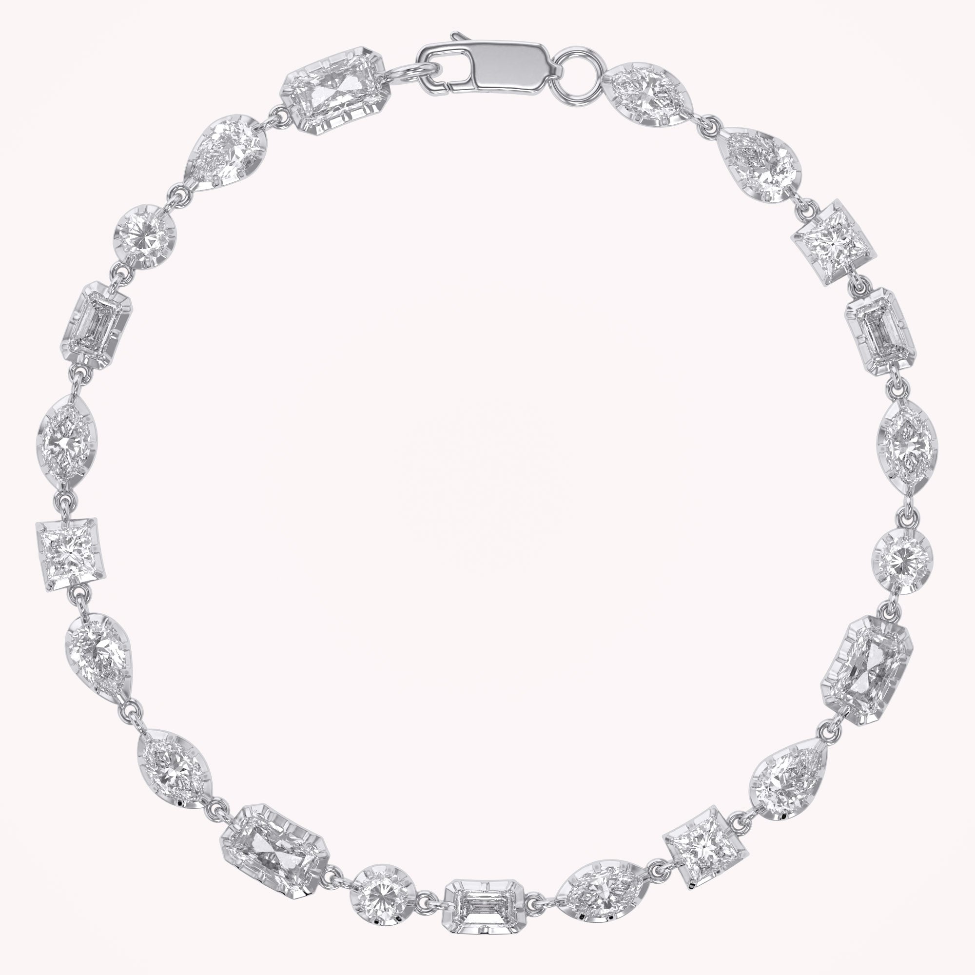 4.40 CTTW Lab Grown Diamond Mixed Cut Alternating Tennis Bracelet 7 Inch