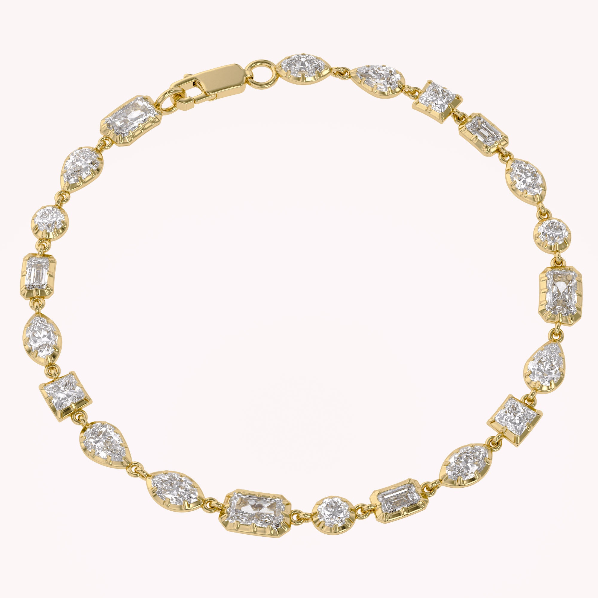 4.40 CTTW Lab Grown Diamond Mixed Cut Alternating Tennis Bracelet 7 Inch