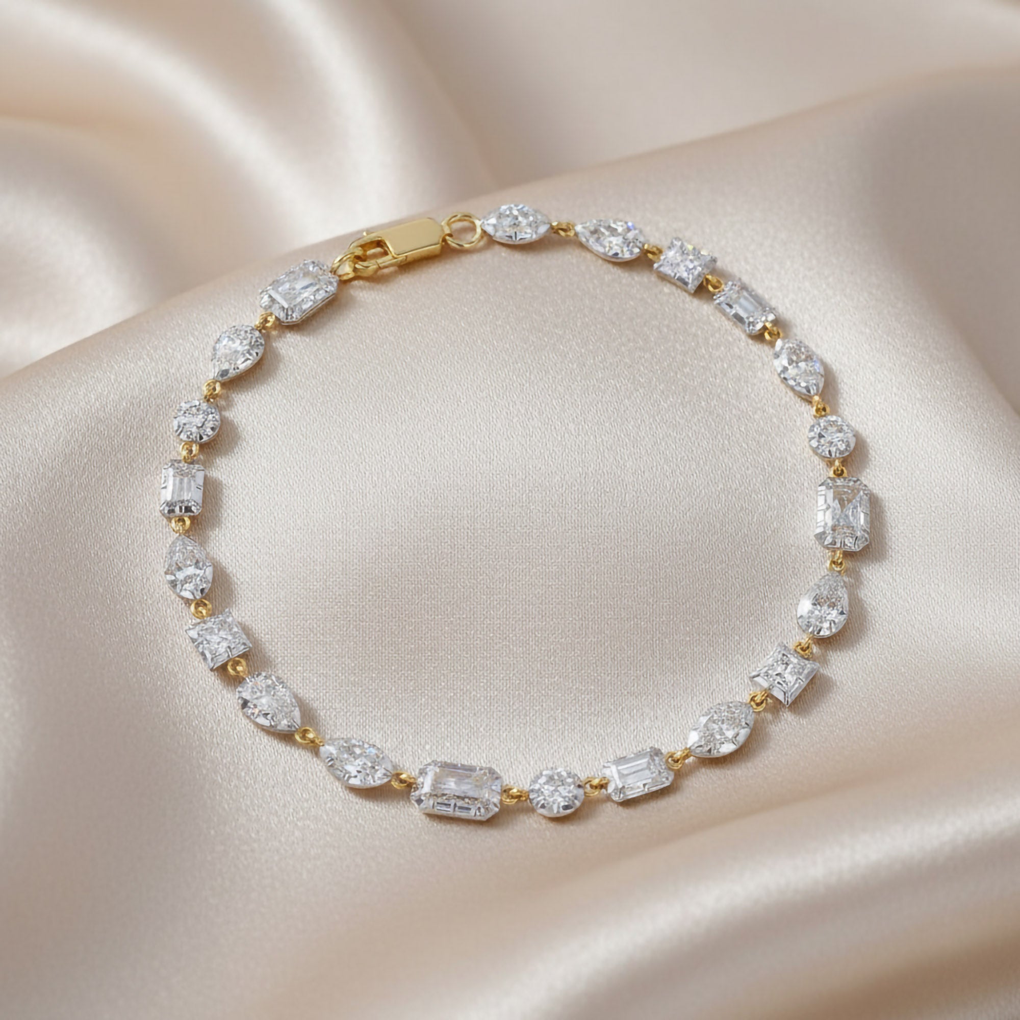 4.40 CTTW Lab Grown Diamond Mixed Cut Alternating Tennis Bracelet 7 Inch