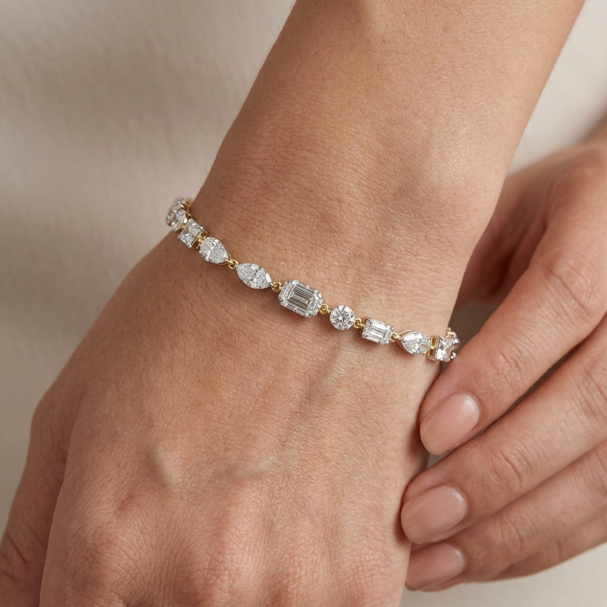 4.40 CTTW Lab Grown Diamond Mixed Cut Alternating Tennis Bracelet 7 Inch