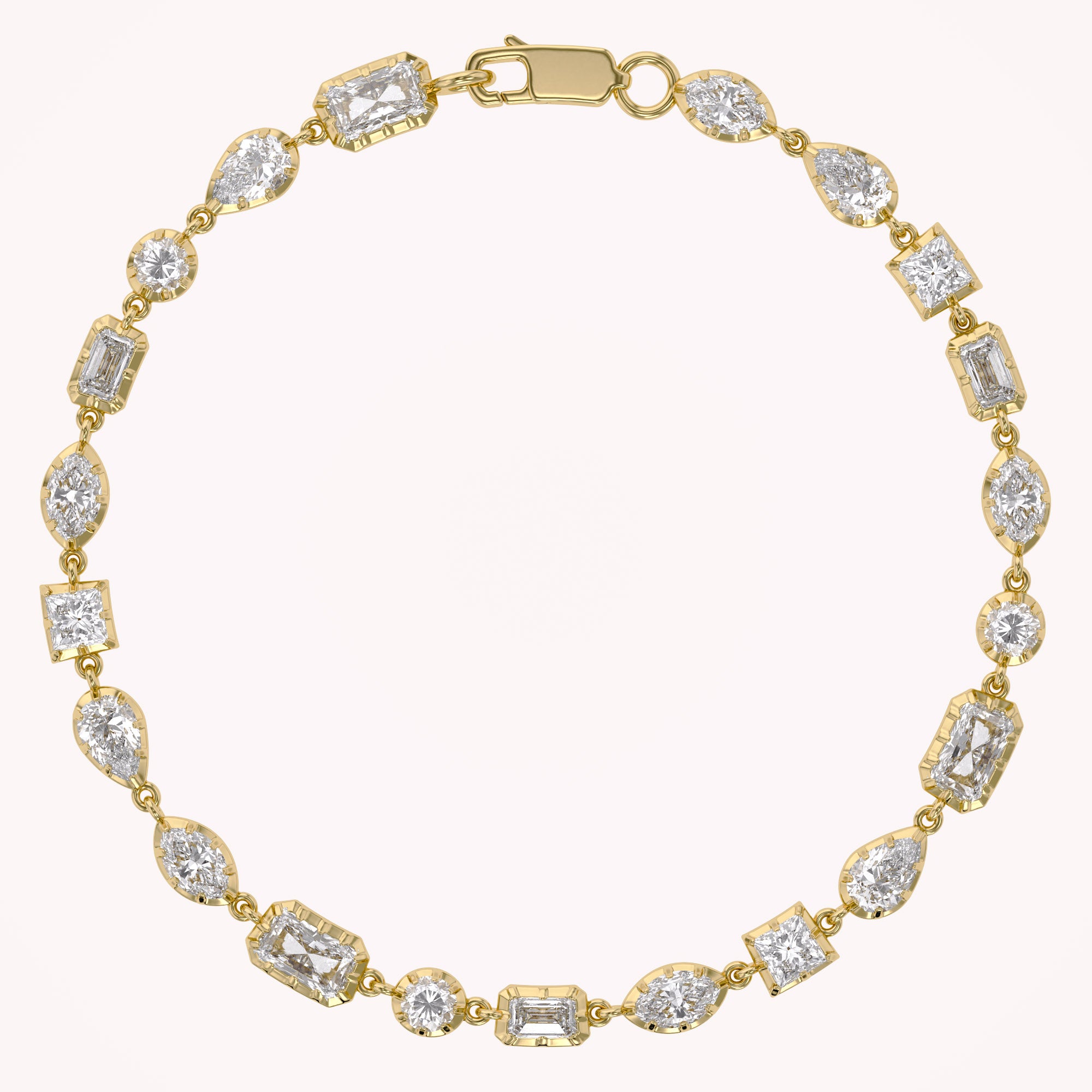 4.40 CTTW Lab Grown Diamond Mixed Cut Alternating Tennis Bracelet 7 Inch