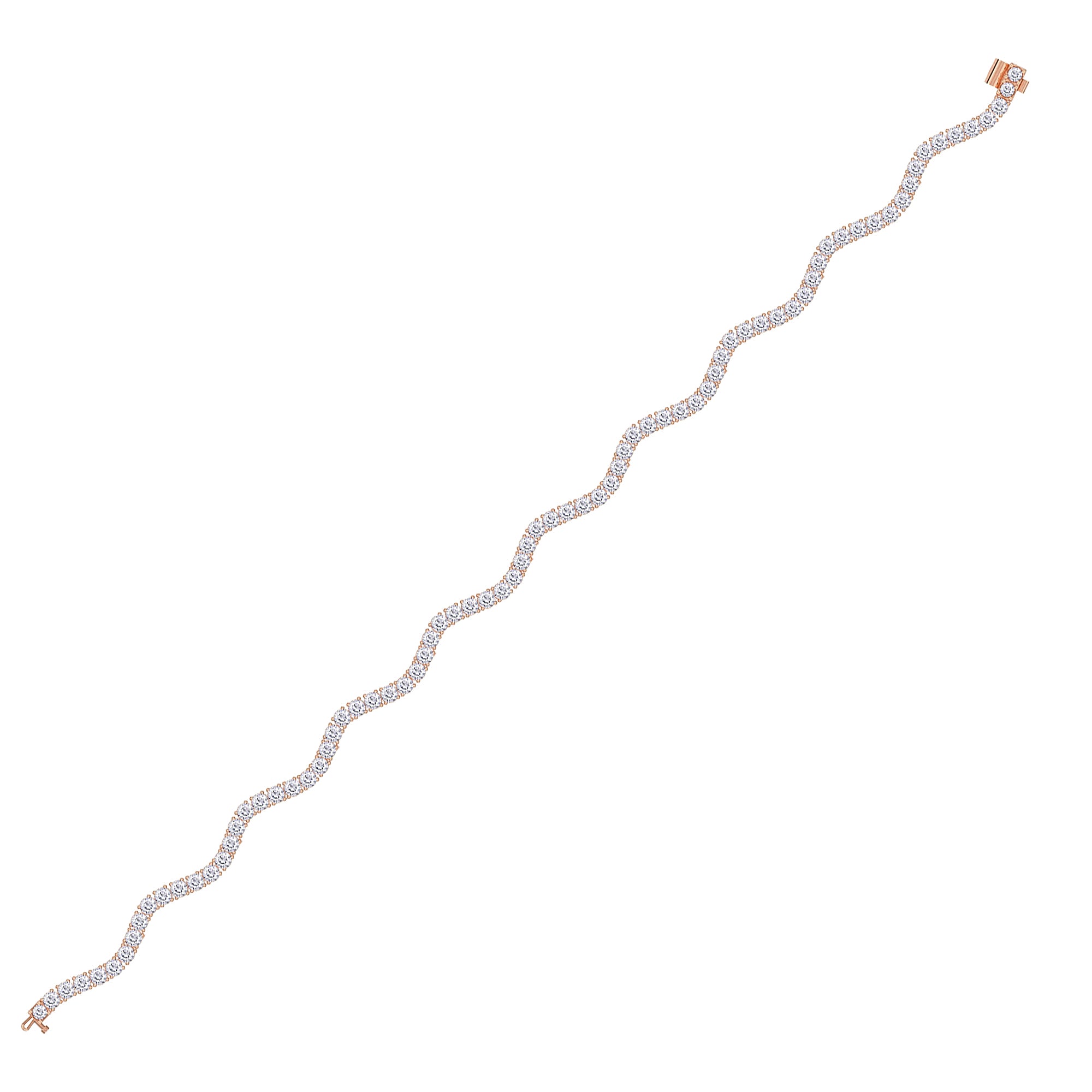 Moissanite studded Wavy 10K Gold Tennis Bracelet