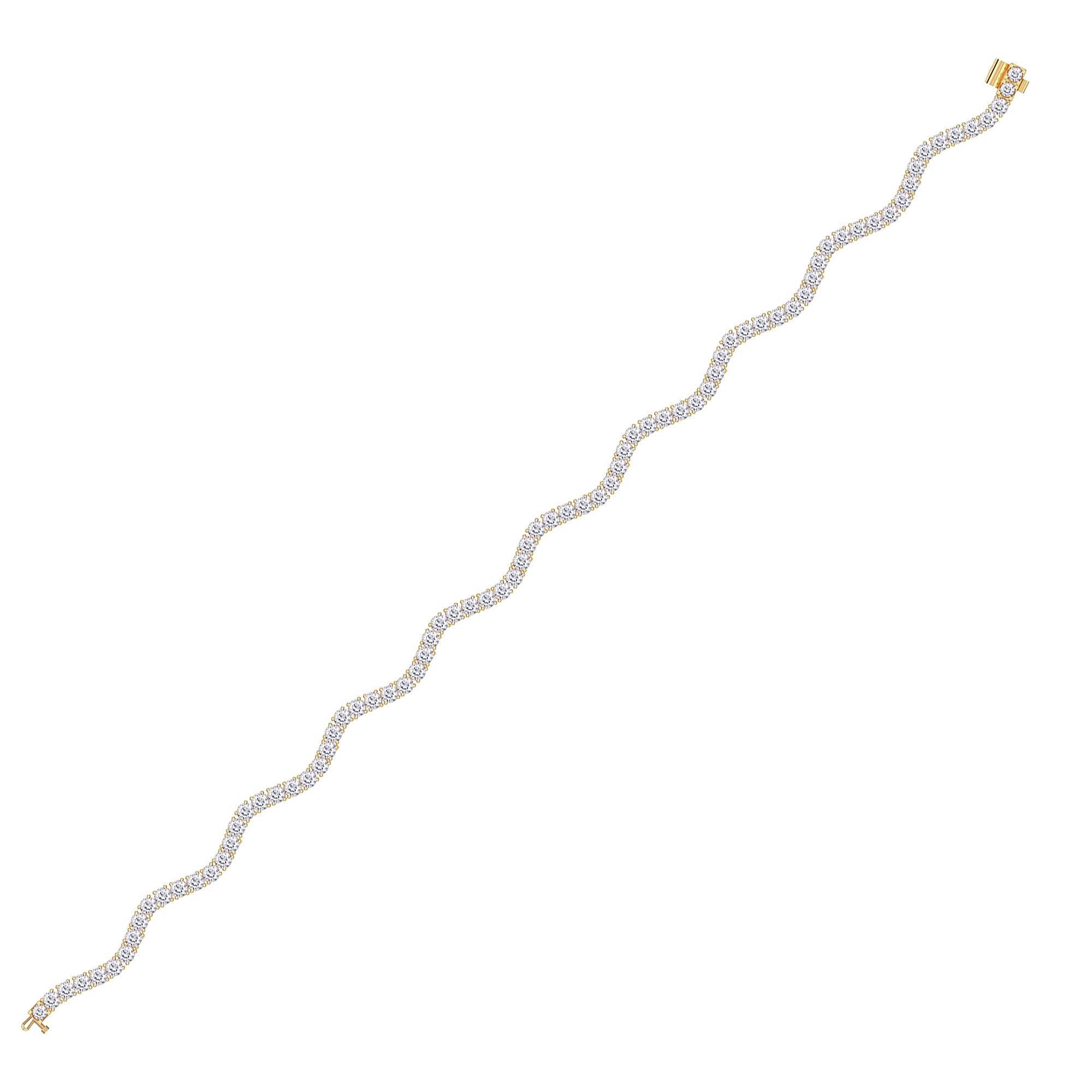 Moissanite studded Wavy 10K Gold Tennis Bracelet