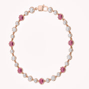 5.15 CT Alternating Lab Created Ruby & Lab Grown Diamond Bezel Tennis Bracelet 7"