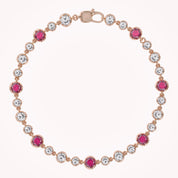 5.15 CT Alternating Lab Created Ruby & Lab Grown Diamond Bezel Tennis Bracelet 7"