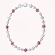 5.15 CT Alternating Lab Created Ruby & Lab Grown Diamond Bezel Tennis Bracelet 7"