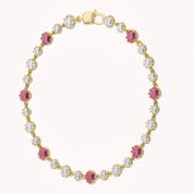 5.15 CT Alternating Lab Created Ruby & Lab Grown Diamond Bezel Tennis Bracelet 7"
