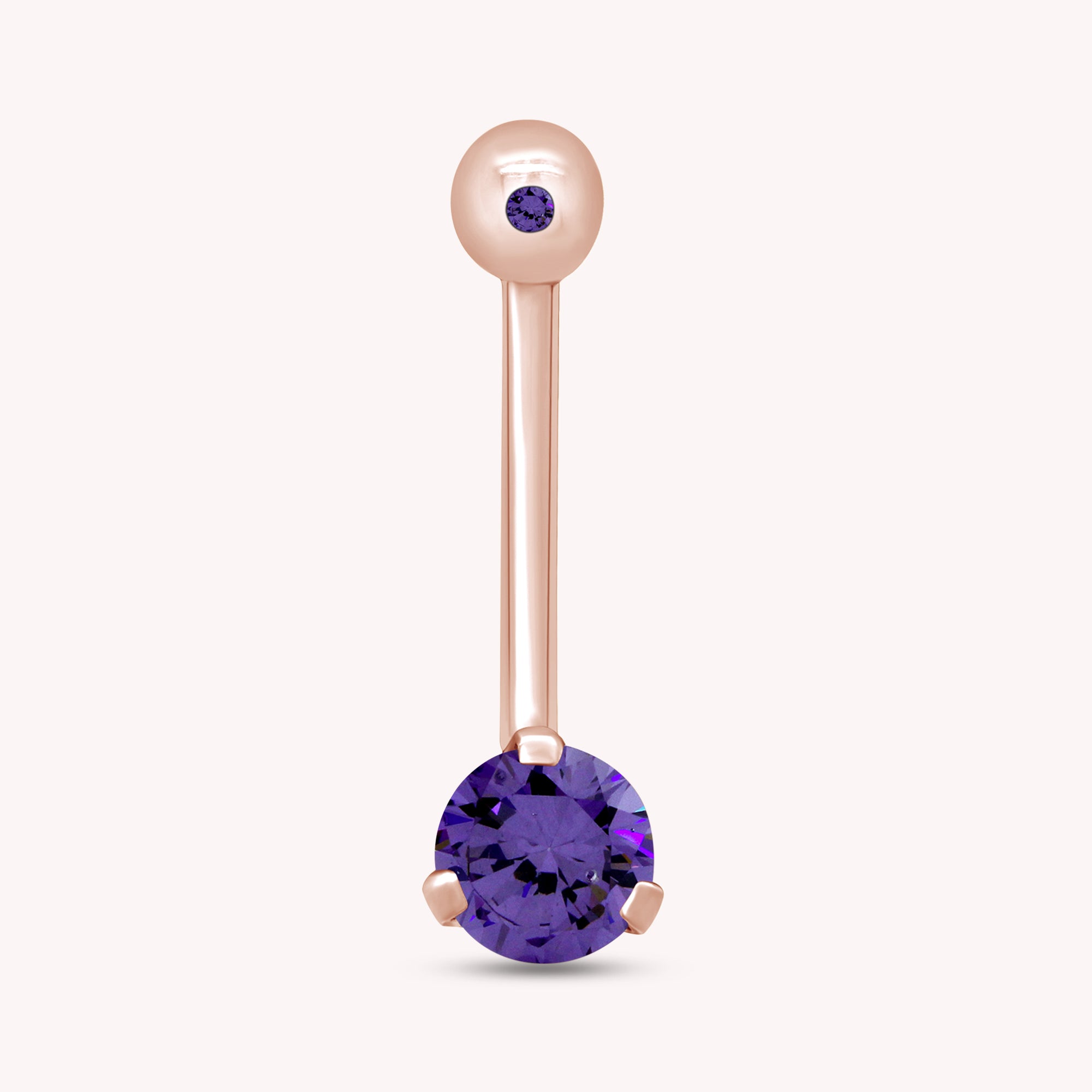 Internally Threaded Belly Button Navel Ring in 14K Gold Over Sterling Silver
