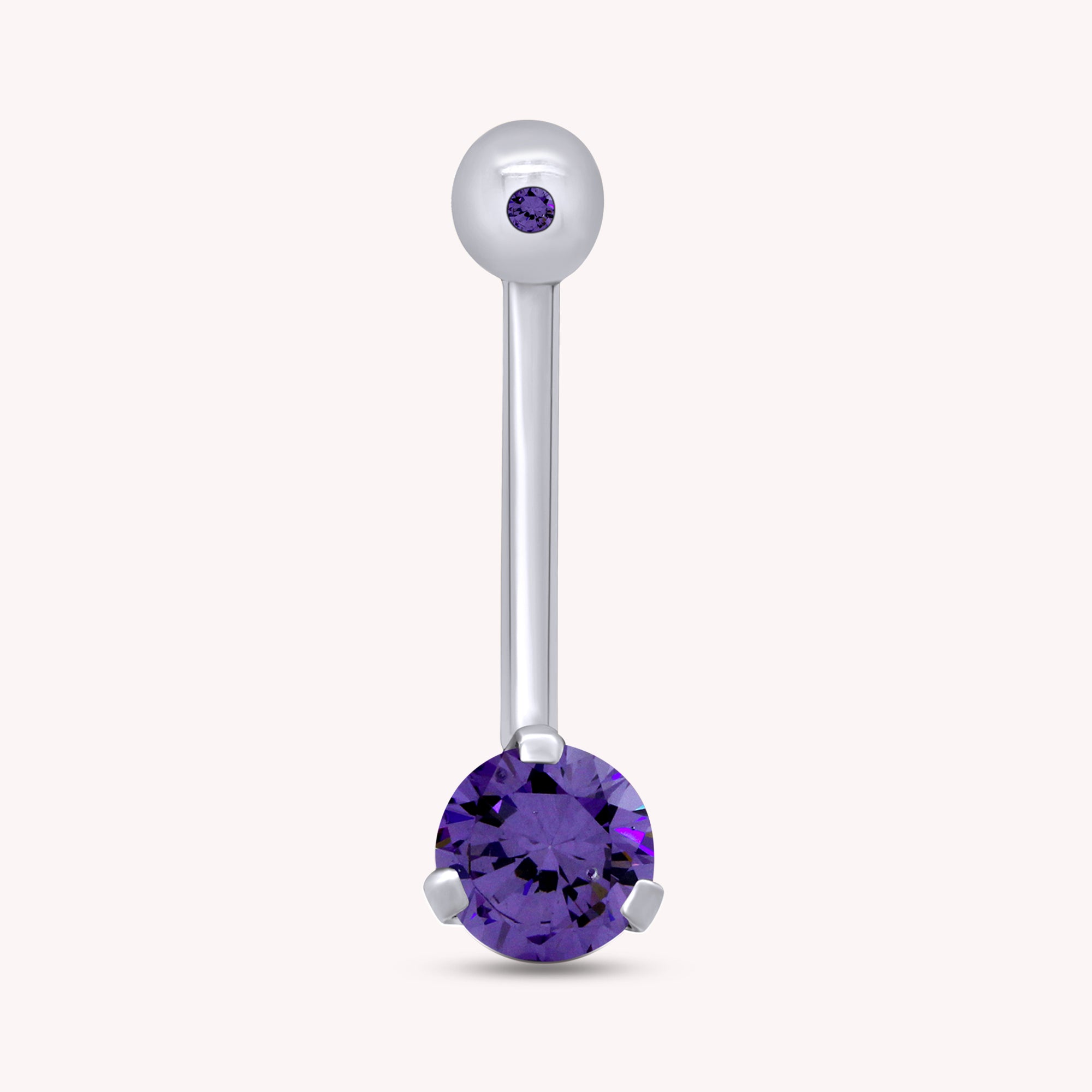 Internally Threaded Belly Button Navel Ring in 14K Gold Over Sterling Silver