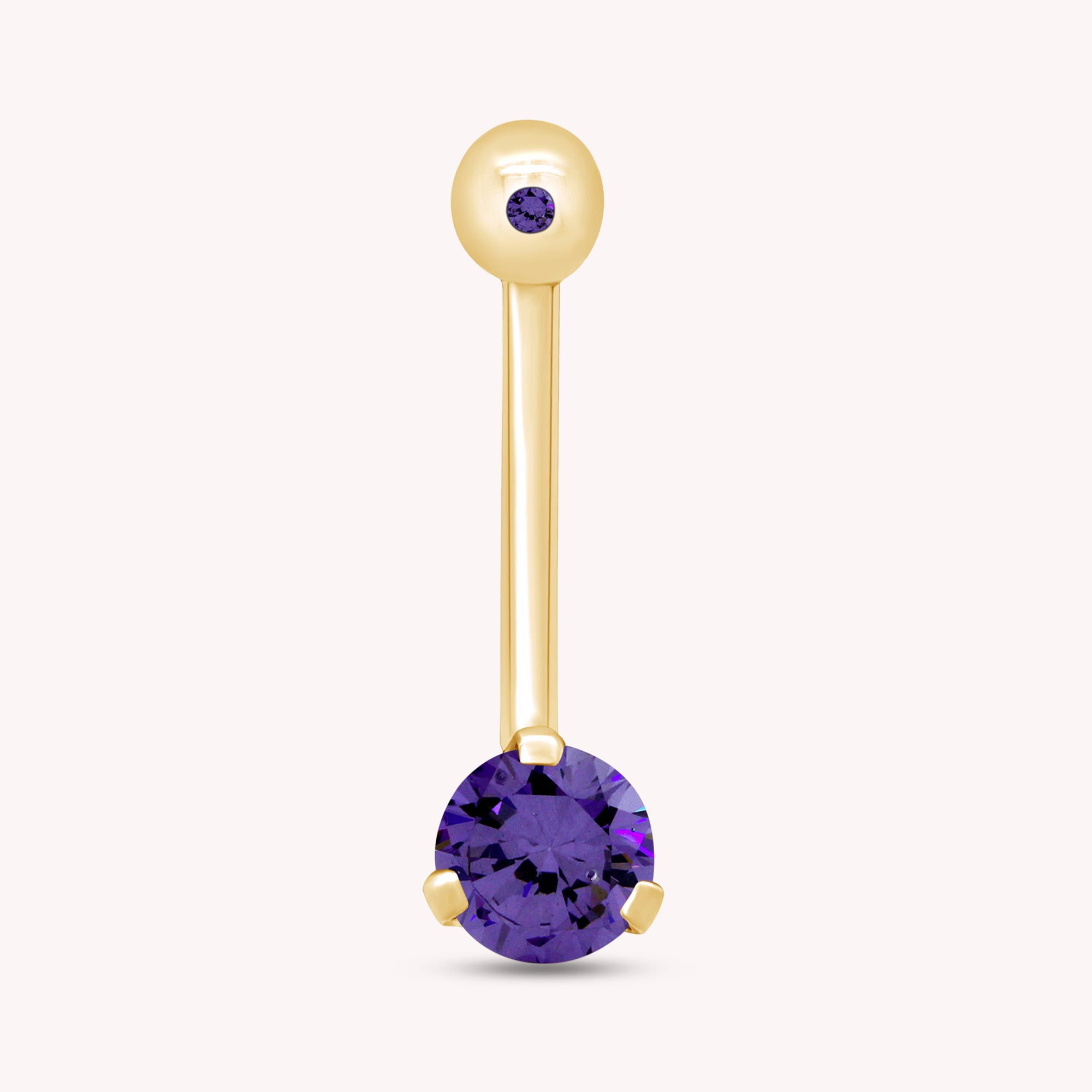 Internally Threaded Belly Button Navel Ring in 14K Gold Over Sterling Silver
