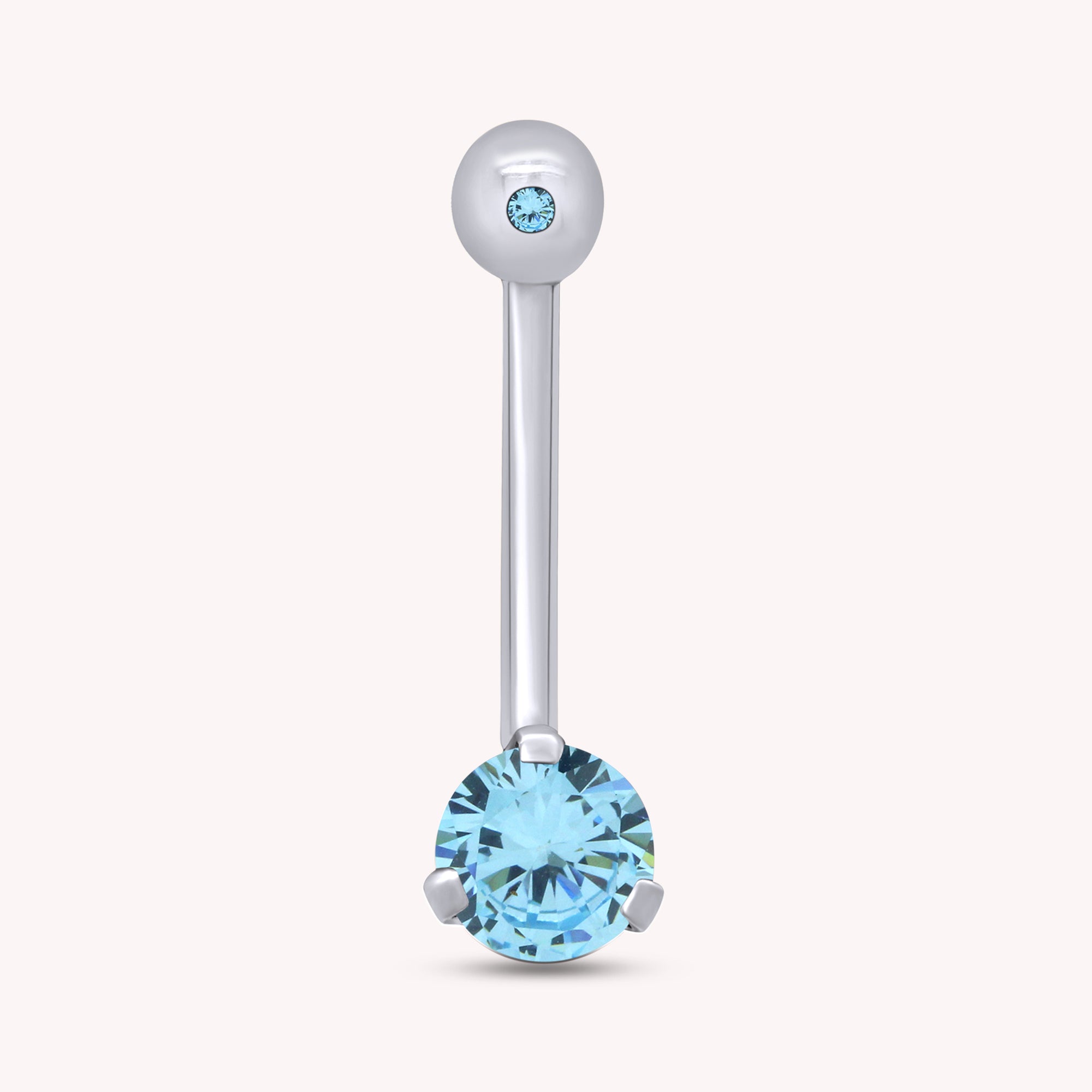 Internally Threaded Belly Button Navel Ring in 14K Gold Over Sterling Silver