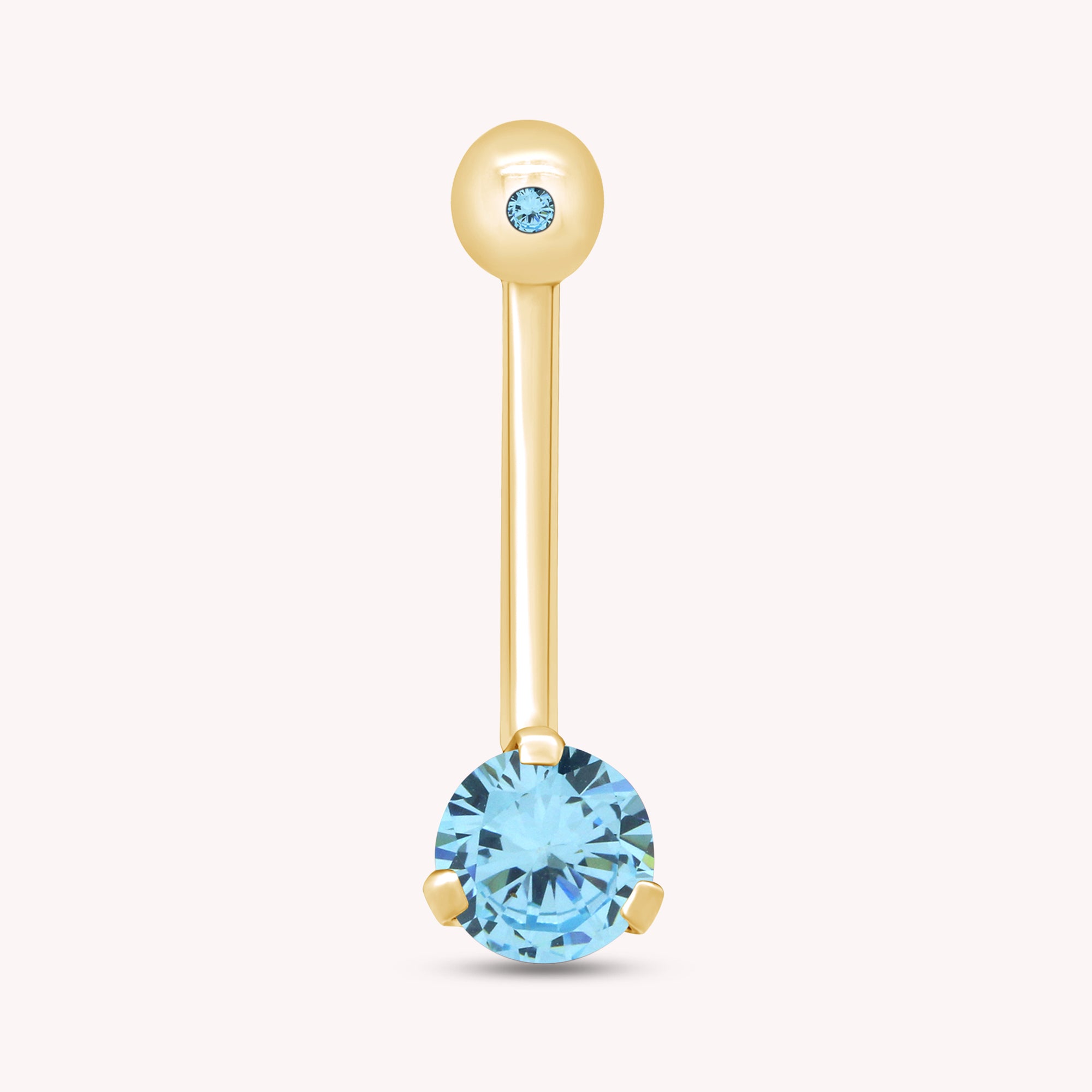 Internally Threaded Belly Button Navel Ring in 14K Gold Over Sterling Silver