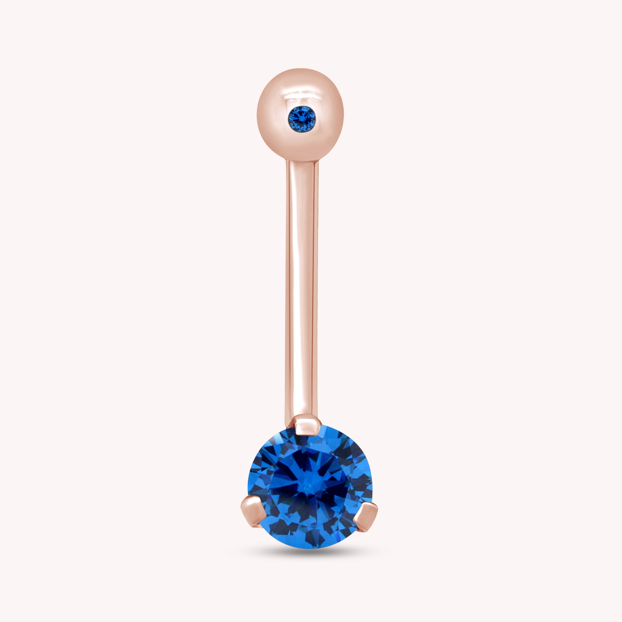 Internally Threaded Belly Button Navel Ring in 14K Gold Over Sterling Silver