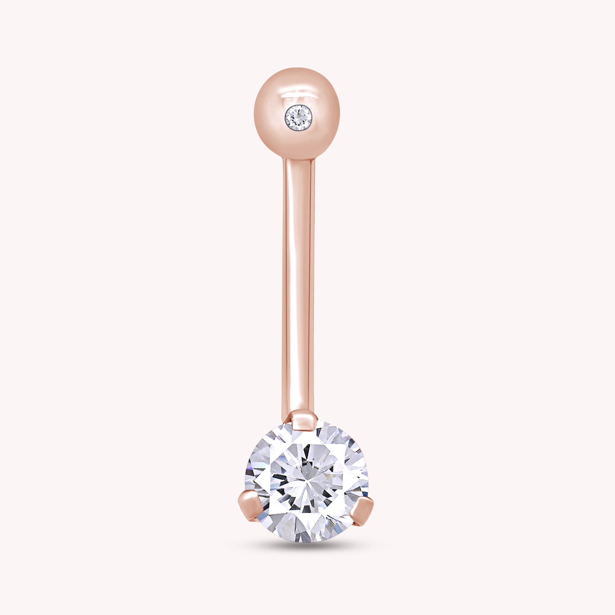 Internally Threaded Belly Button Navel Ring in 14K Gold Over Sterling Silver