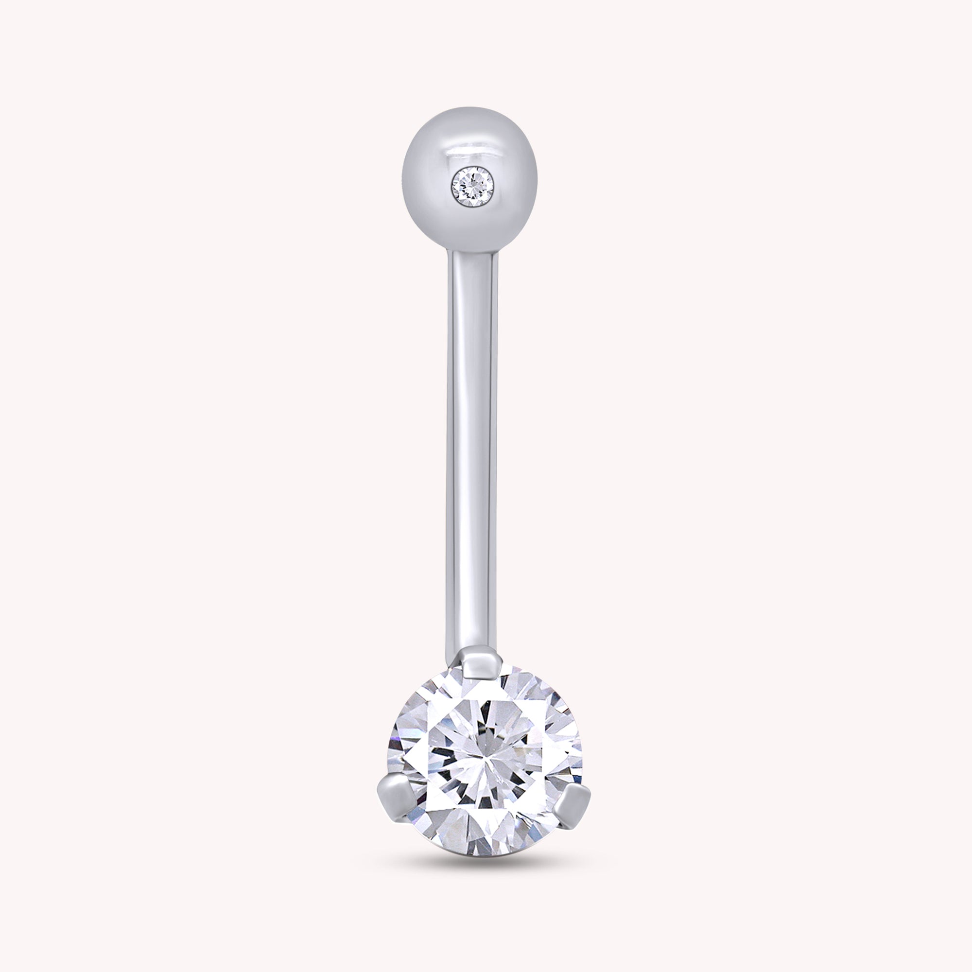 Internally Threaded Belly Button Navel Ring in 14K Gold Over Sterling Silver