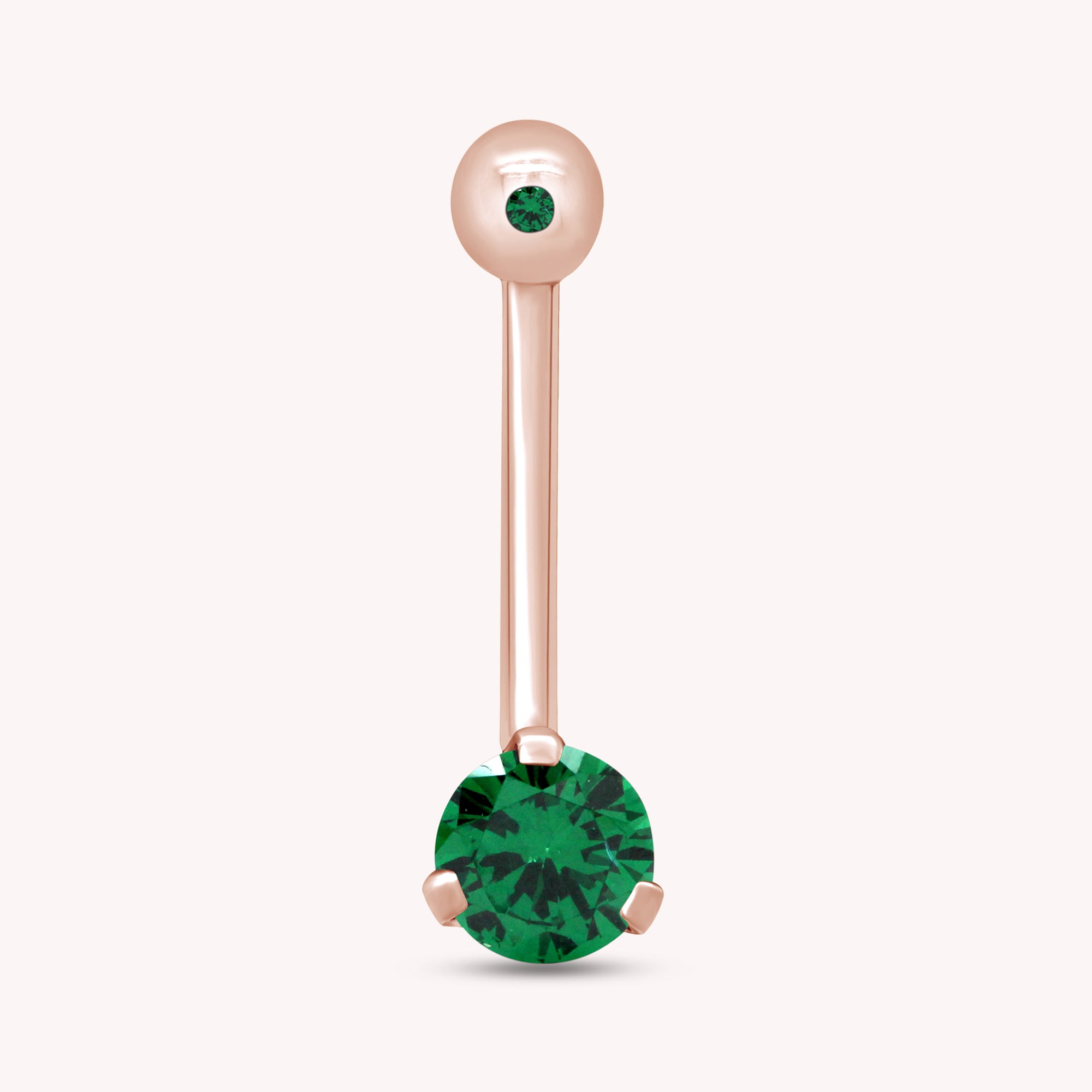 Internally Threaded Belly Button Navel Ring in 14K Gold Over Sterling Silver