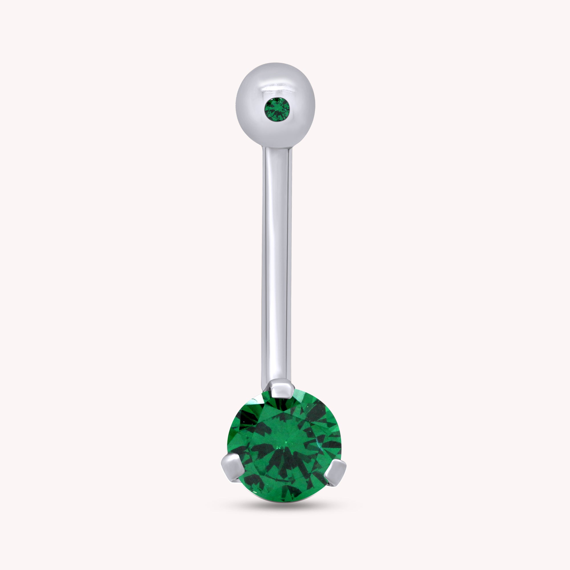 Internally Threaded Belly Button Navel Ring in 14K Gold Over Sterling Silver