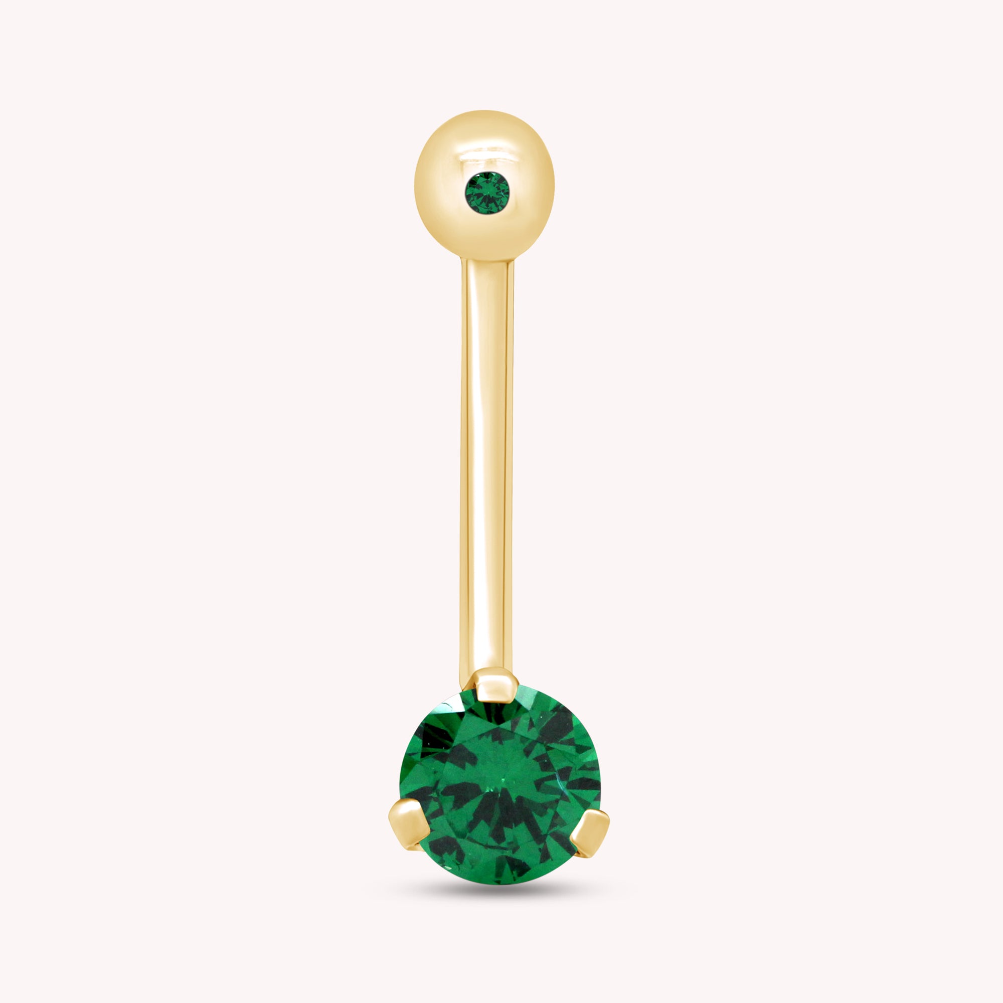 Internally Threaded Belly Button Navel Ring in 14K Gold Over Sterling Silver