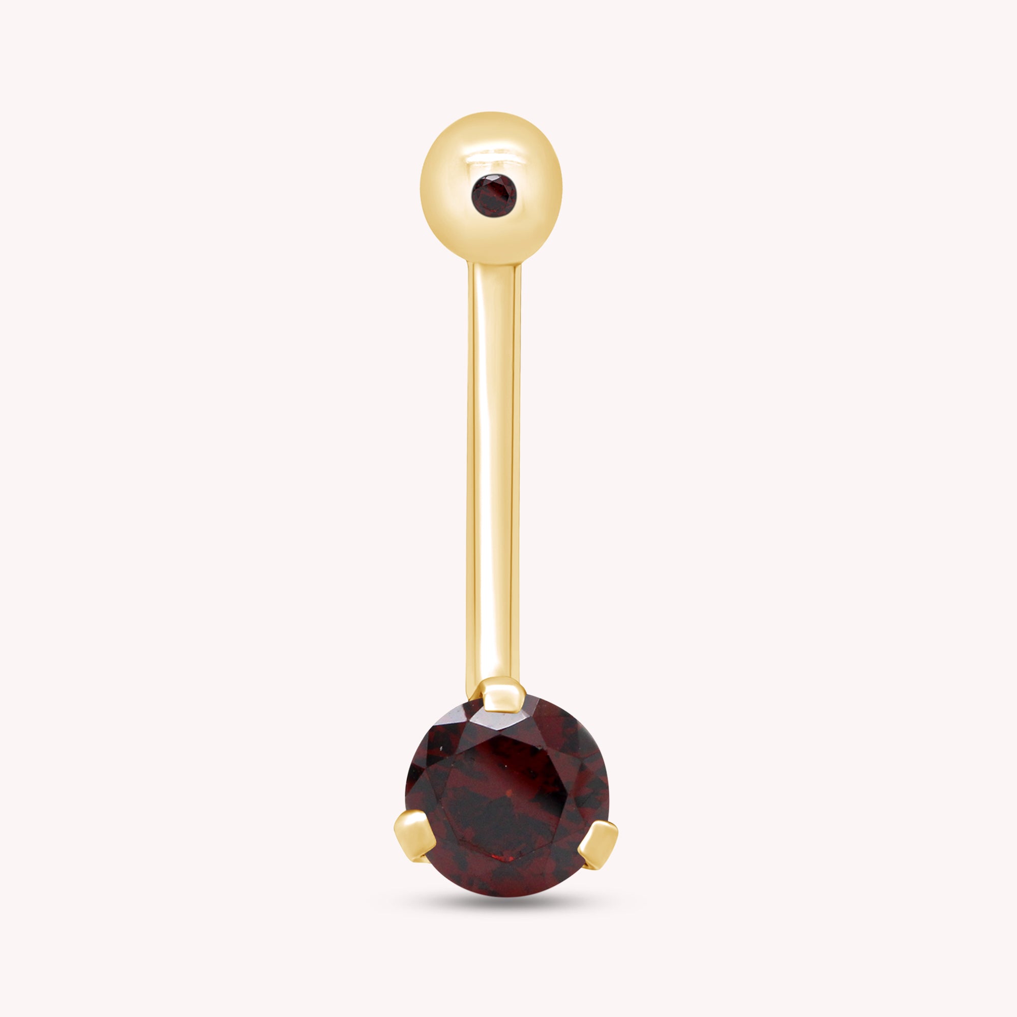 Internally Threaded Belly Button Navel Ring in 14K Gold Over Sterling Silver